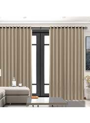 Black Kee 100% Blackout Stylish Jacquard Curtains, W55 x L102-inch, 2 Pieces, Abalone