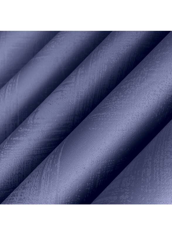 Black Kee 100% Blackout Stylish Jacquard Curtains, W106 x L118-inch, 2 Pieces, Dark Blue