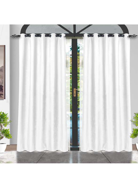 Black Kee 100% Blackout Velvet Curtains, W55 x L95-inch, 2 Pieces, White