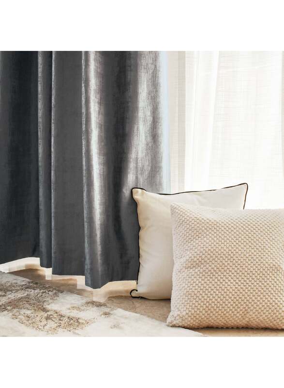 Black Kee 100% Blackout Luxury Velvet Grommet Curtains, W78 x L106-inch, 2 Pieces, Dark Grey