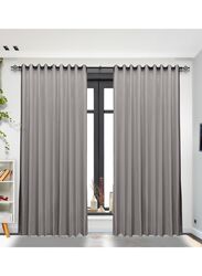 Black Kee 100% Blackout Satin Curtains with Grommets, W55 x L95-inch, 2 Pieces, Stone