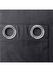 Black Kee 100% Blackout Textured Jacquard Curtains, W59 x L106-inch, 2 Pieces, Dark Grey