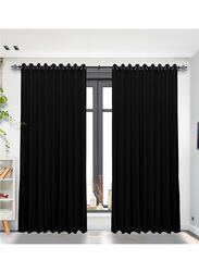 Black Kee 100% Blackout Satin Curtains with Grommets, W78 x L106-inch, 2 Pieces, Black