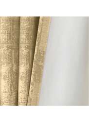 Black Kee 100% Blackout Jacquard Curtains, W55 x L102-inch, 2 Pieces, Light Cappuccino