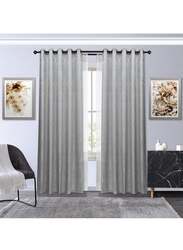 Black Kee 100% Blackout Textured Jacquard Curtains, W59 x L106-inch, 2 Pieces, Silver