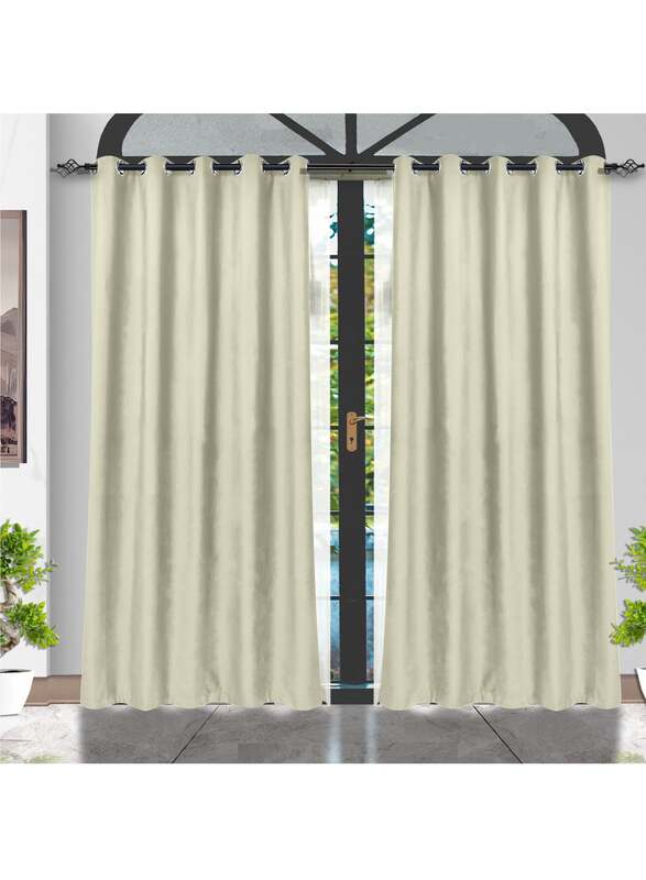 Black Kee 100% Blackout Velvet Curtains, W59 x L106-inch, 2 Pieces, Egret