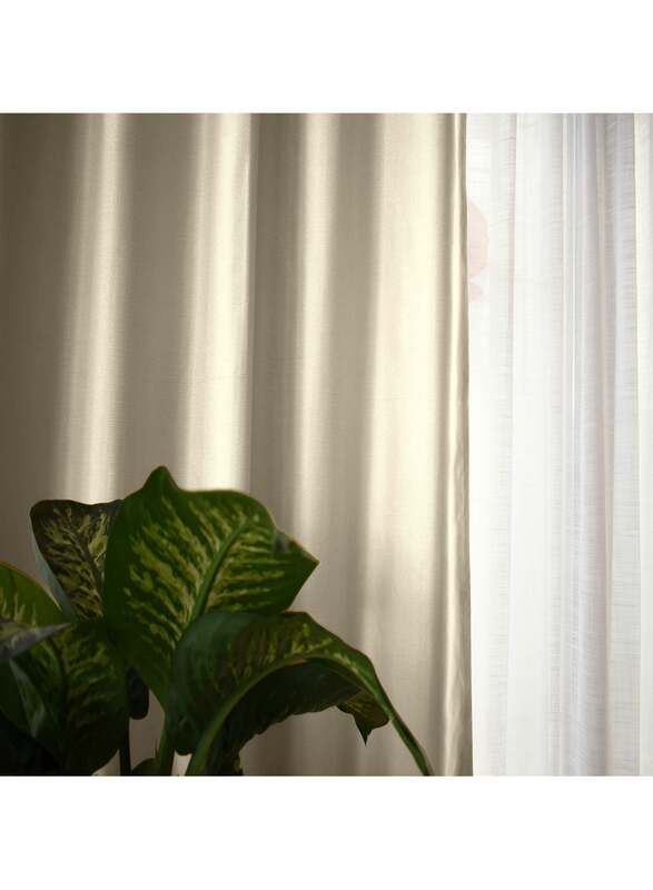 Black Kee 100% Blackout Elegant Textured Jacquard Curtains, W55 x L95-inch, 2 Pieces, Light Cream