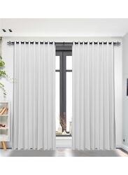 Black Kee 100% Blackout Satin Curtains with Grommets, W59 x L106-inch, 2 Pieces, White