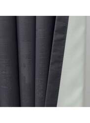 Black Kee 100% Blackout Textured Jacquard Curtains, W52 x L108-inch, 2 Pieces, Dark Grey