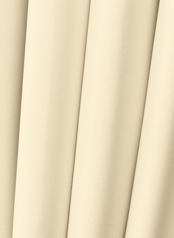 Black Kee 100% Blackout Satin Curtains with Grommets, W118 x L106-inch, 2 Pieces, Ivory