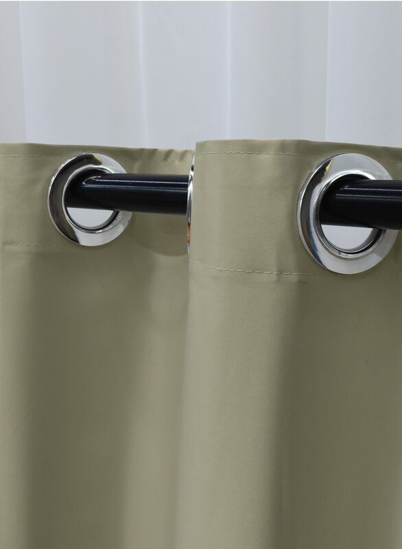 Black Kee 100% Blackout Satin Curtains with Grommets, W52 x L95-inch, 2 Pieces, Greige