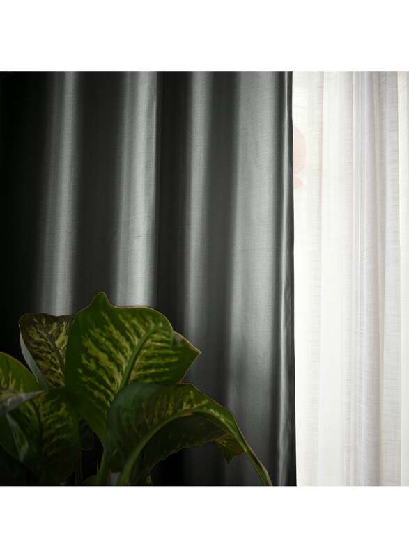 Black Kee 100% Blackout Elegant Textured Jacquard Curtains, W55 x L95-inch, 2 Pieces, Dark Grey