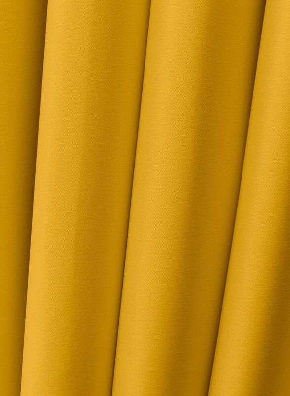 Black Kee 100% Blackout Satin Curtains with Grommets, W118 x L106-inch, 2 Pieces, Yellow