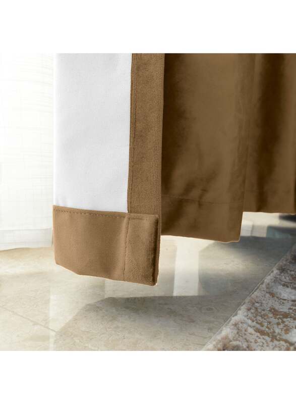 Black Kee 100% Blackout Velvet Curtains, W55 x L102-inch, 2 Pieces, Caramel