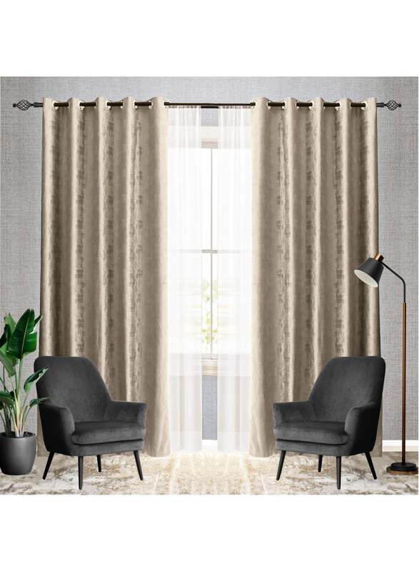 Black Kee 100% Blackout Luxury Velvet Grommet Curtains, W78 x L106-inch, 2 Pieces, Light Cappuccino