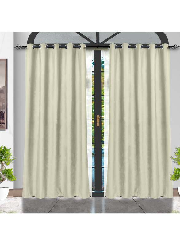 Black Kee 100% Blackout Velvet Curtains, W55 x L95-inch, 2 Pieces, Egret