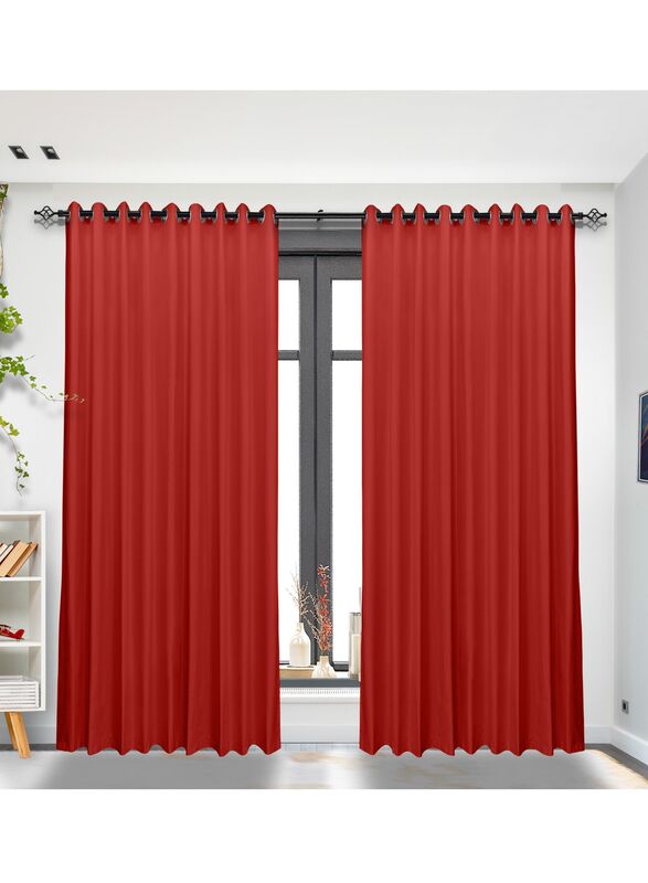 Black Kee 100% Blackout Satin Curtains with Grommets, W78 x L106-inch, 2 Pieces, Rosso Corsa