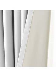 Black Kee 100% Blackout Stylish Jacquard Curtains, W55 x L102-inch, 2 Pieces, White