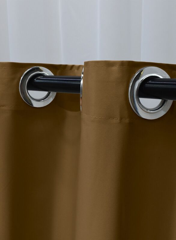 Black Kee 100% Blackout Satin Curtains with Grommets, W59 x L106-inch, 2 Pieces, Brown