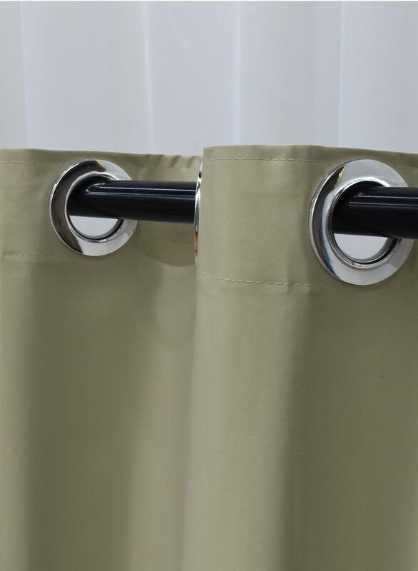 Black Kee 100% Blackout Satin Curtains with Grommets, W98 x L106-inch, 2 Pieces, Greige