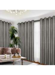 Black Kee 100% Blackout Jacquard Curtains, W70 x L106-inch, 2 Pieces, Dark Grey