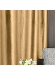 Black Kee 100% Blackout Velvet Curtains, W55 x L95-inch, 2 Pieces, Light Brown