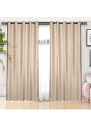 Black Kee 100% Blackout Elegant Textured Jacquard Curtains, W55 x L95-inch, 2 Pieces, Skechers Beige