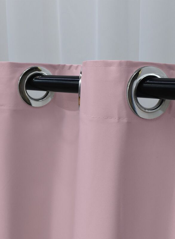 Black Kee 100% Blackout Satin Curtains with Grommets, W52 x L95-inch, 2 Pieces, Pink