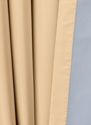 Black Kee 100% Blackout Satin Curtains with Grommets, W52 x L108-inch, 2 Pieces, Light Beige