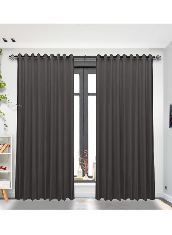 Black Kee 100% Blackout Satin Curtains with Grommets, W55 x L95-inch, 2 Pieces, Charcoal