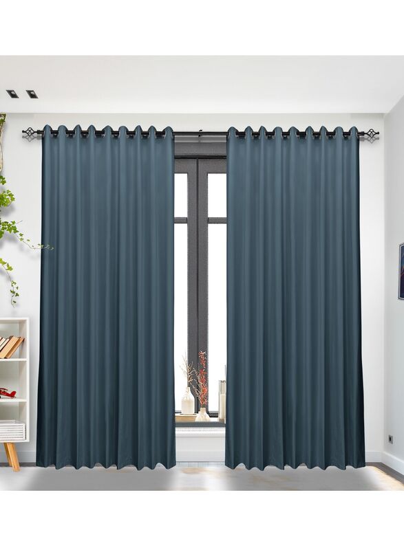 Black Kee 100% Blackout Satin Curtains with Grommets, W55 x L95-inch, 2 Pieces, Teal