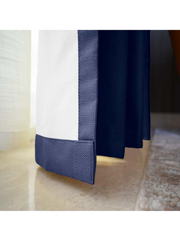 Black Kee 100% Blackout Elegant Textured Jacquard Curtains, W55 x L95-inch, 2 Pieces, Navy Blue