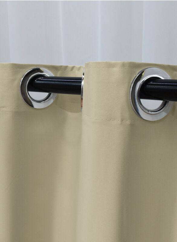 Black Kee 100% Blackout Satin Curtains with Grommets, W78 x L106-inch, 2 Pieces, Simplify Beige