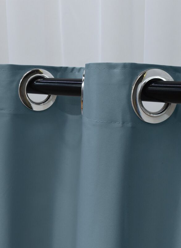 Black Kee 100% Blackout Satin Curtains with Grommets, W106 x L118-inch, 2 Pieces, Teal