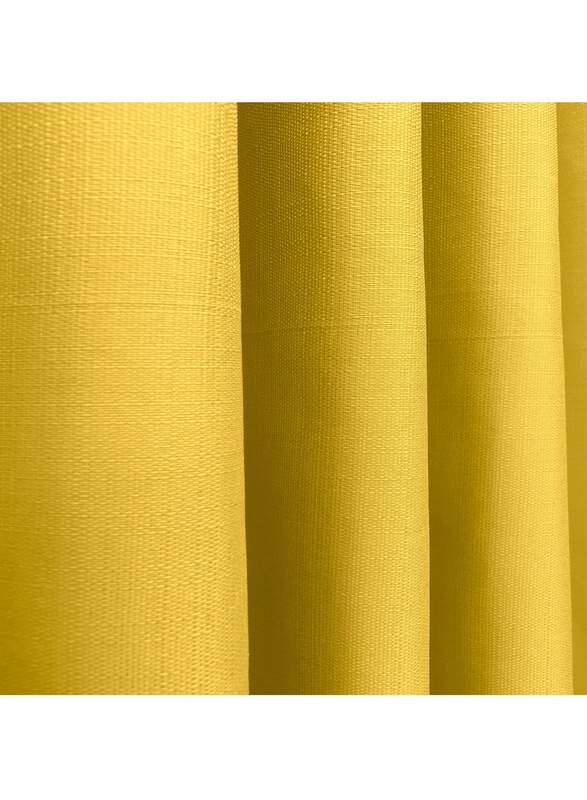 Black Kee 100% Blackout Elegant Textured Jacquard Curtains, W55 x L95-inch, 2 Pieces, Yellow