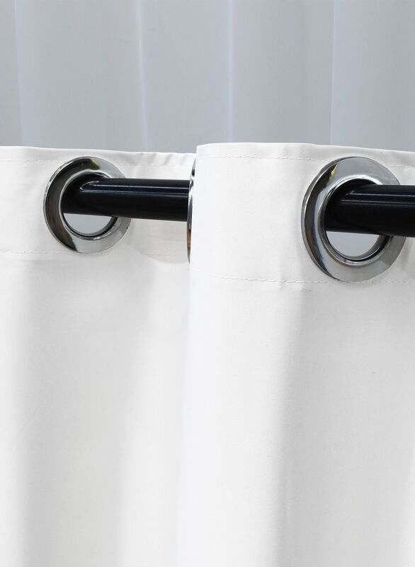 Black Kee 100% Blackout Satin Curtains with Grommets, W52 x L108-inch, 2 Pieces, White