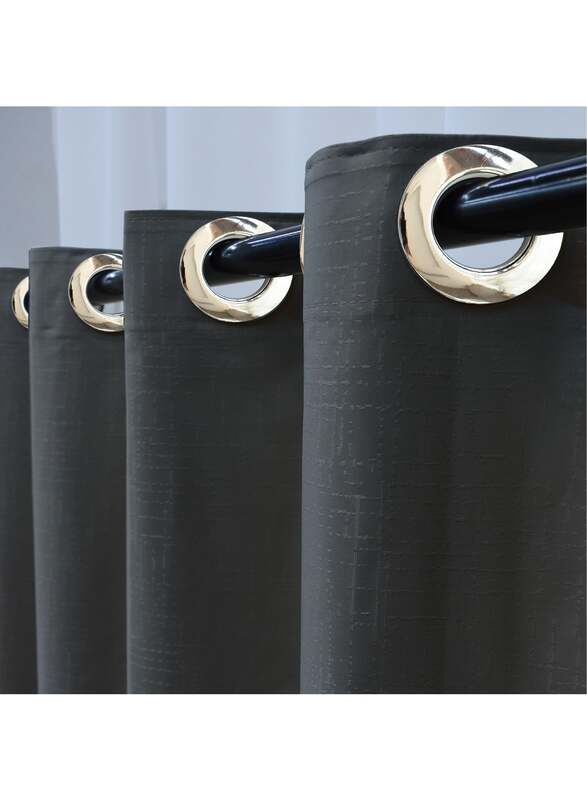 Black Kee 100% Blackout Jacquard Curtains, W70 x L106-inch, 2 Pieces, Dark Grey