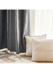 Black Kee 100% Blackout Luxury Velvet Grommet Curtains, W118 x L106-inch, 2 Pieces, Dark Grey