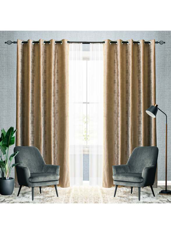 Black Kee 100% Blackout Luxury Velvet Grommet Curtains, W118 x L106-inch, 2 Pieces, Cappuccino