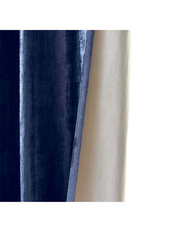 Black Kee 100% Blackout Luxury Velvet Grommet Curtains, W106 x L118-inch, 2 Pieces, Dark Blue