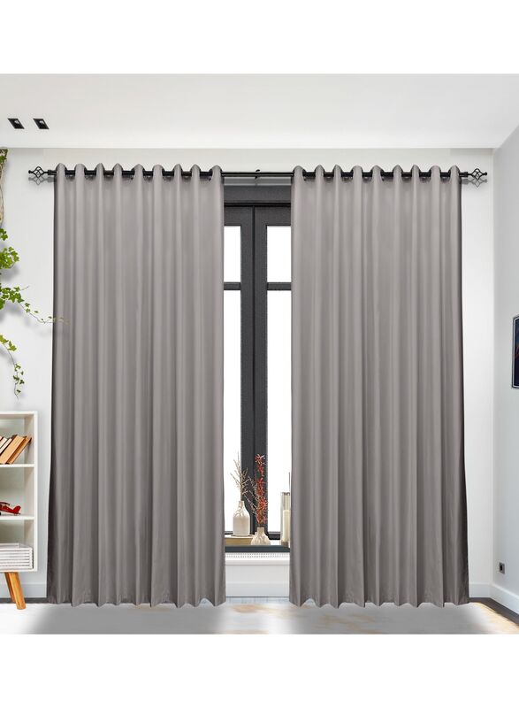 Black Kee 100% Blackout Satin Curtains with Grommets, W70 x L106-inch, 2 Pieces, Stone