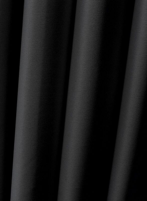 Black Kee 100% Blackout Satin Curtains with Grommets, W55 x L95-inch, 2 Pieces, Black