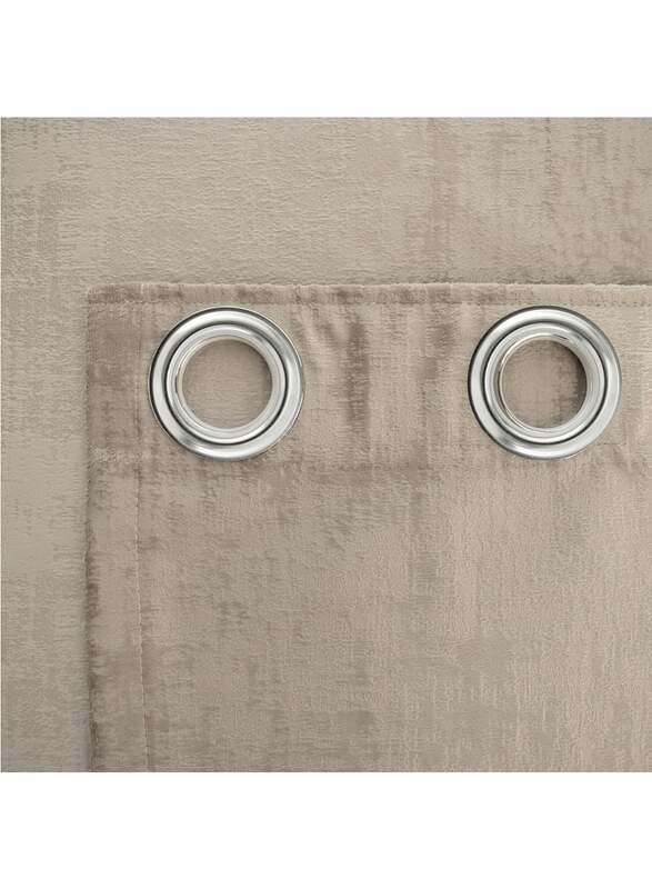 Black Kee 100% Blackout Luxury Velvet Grommet Curtains, W55 x L102-inch, 2 Pieces, Light Cappuccino