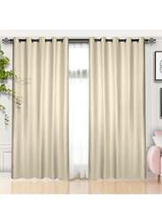 Black Kee 100% Blackout Elegant Textured Jacquard Curtains, W55 x L95-inch, 2 Pieces, Light Cream