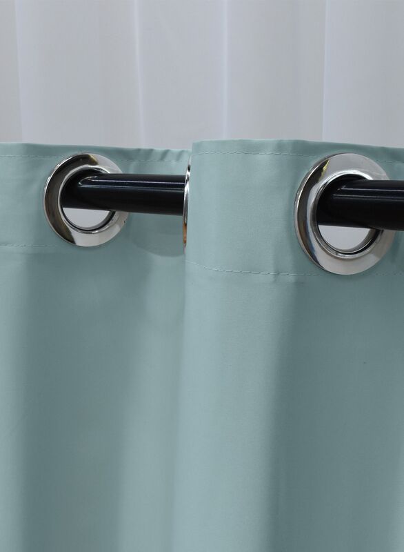 Black Kee 100% Blackout Satin Curtains with Grommets, W106 x L118-inch, 2 Pieces, Cadet Blue