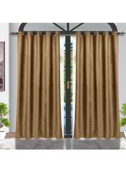 Black Kee 100% Blackout Velvet Curtains, W106 x L118-inch, 2 Pieces, Caramel
