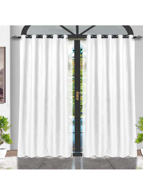 Black Kee 100% Blackout Velvet Curtains, W70 x L106-inch, 2 Pieces, White