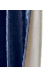 Black Kee 100% Blackout Luxury Velvet Grommet Curtains, W55 x L102-inch, 2 Pieces, Dark Blue