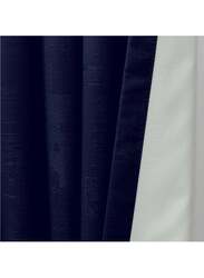 Black Kee 100% Blackout Textured Jacquard Curtains, W118 x L106-inch, 2 Pieces, Navy Blue