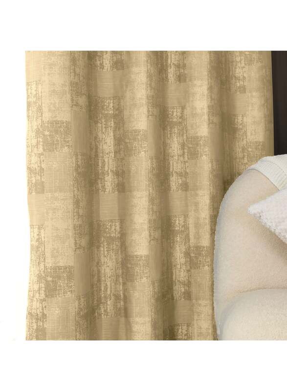 Black Kee 100% Blackout Jacquard Curtains, W55 x L95-inch, 2 Pieces, Light Cappuccino